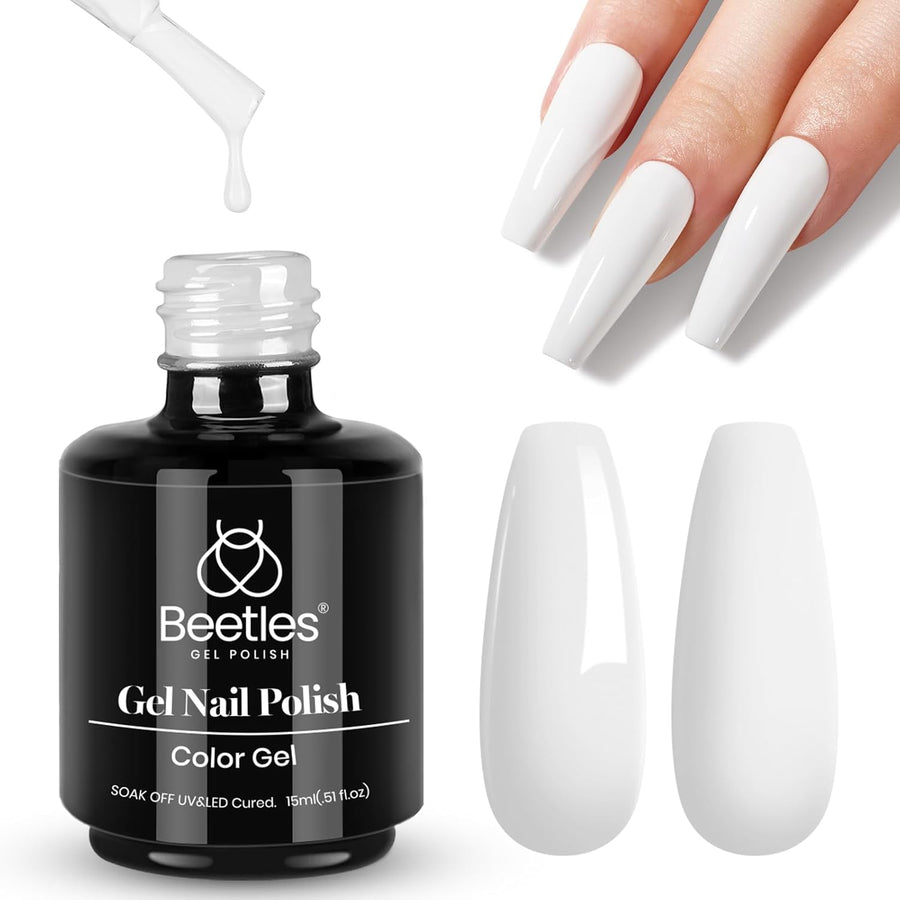 Beetles White Gel Nail Polish - 1PC 15ml White Summer Colors Gel Polish Soak Off UV French Nails Art Manicure Salon DIY Design at Home