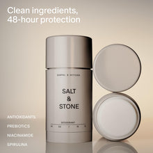 Salt & Stone Aluminum Free Deodorant | Extra Strength 48 Hour Protection for Women & Men | Made with Seaweed Extracts, Niacinamide & Prebiotics | Santal & Vetiver