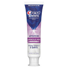 Crest 3D White Advanced Luminous Mint Teeth Whitening Toothpaste, Crest Toothpaste