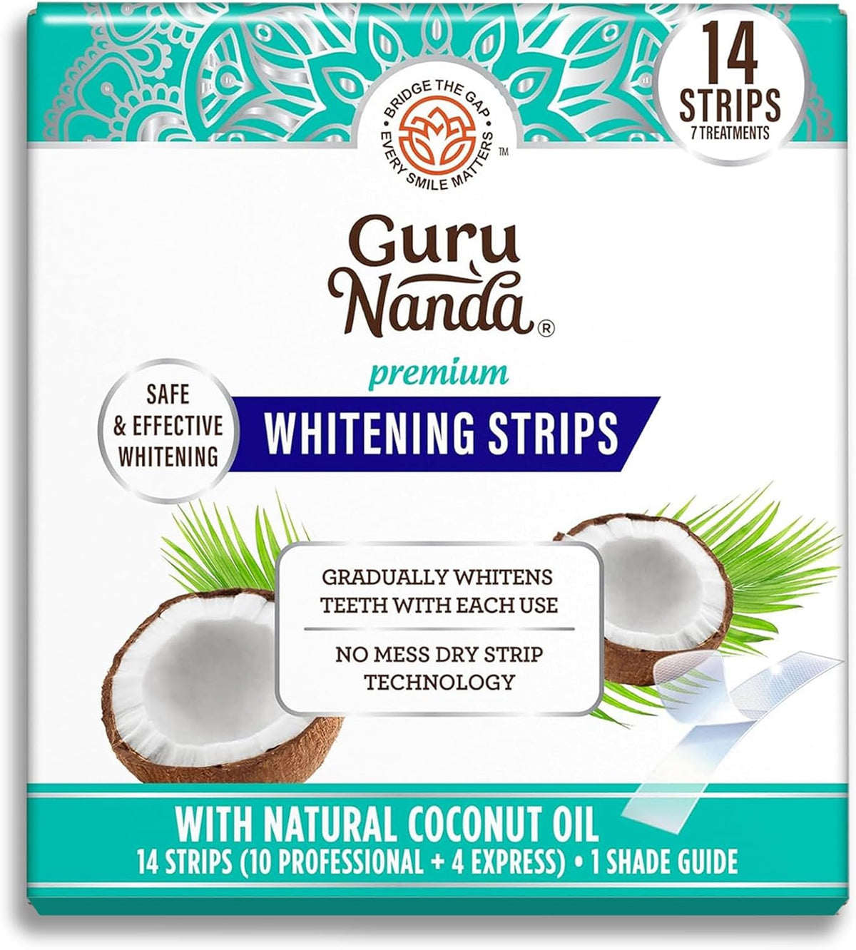 GuruNanda Teeth Whitening Strips - 7-Day Treatment with Non-Slip