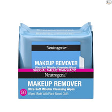 Neutrogena Makeup Remover Wipes Micellar Alcohol-Free Face Towelettes Remove Waterproof Mascara & Oil, Compostable 100% Plant-Based Cloth, Dermatologist & Ophthalmologist Tested, Twin Pack 2 x 25 ct