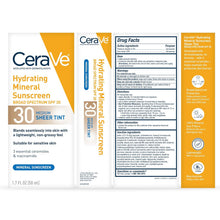 CeraVe Hydrating Mineral Sunscreen SPF 30 with Sheer Tint, Tinted Mineral Sunscreen with Zinc Oxide & Titanium Dioxide, Blends Seamlessly For Healthy Glow, Medium, 1.7 Fluid Ounce