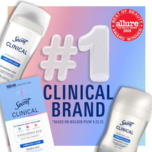Secret Clinical Strength 100HR Sweat & Odor, Completely Clean Invisbile Solid Antiperspirant Deodorant for Women, 3X Stress Protection with Hyaluronic Acid, PH Balanced, Completely Clean Scent, 2.6 oz