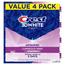 Crest 3D White Advanced Luminous Mint Teeth Whitening Toothpaste, Crest Toothpaste