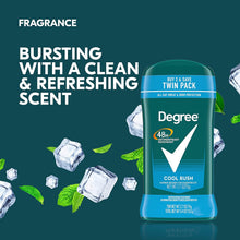 Degree Men Original Antiperspirant Deodorant Cool Rush Twin Pack 48-Hour Sweat & Odor Protection Antiperspirant For Men 2.7 oz