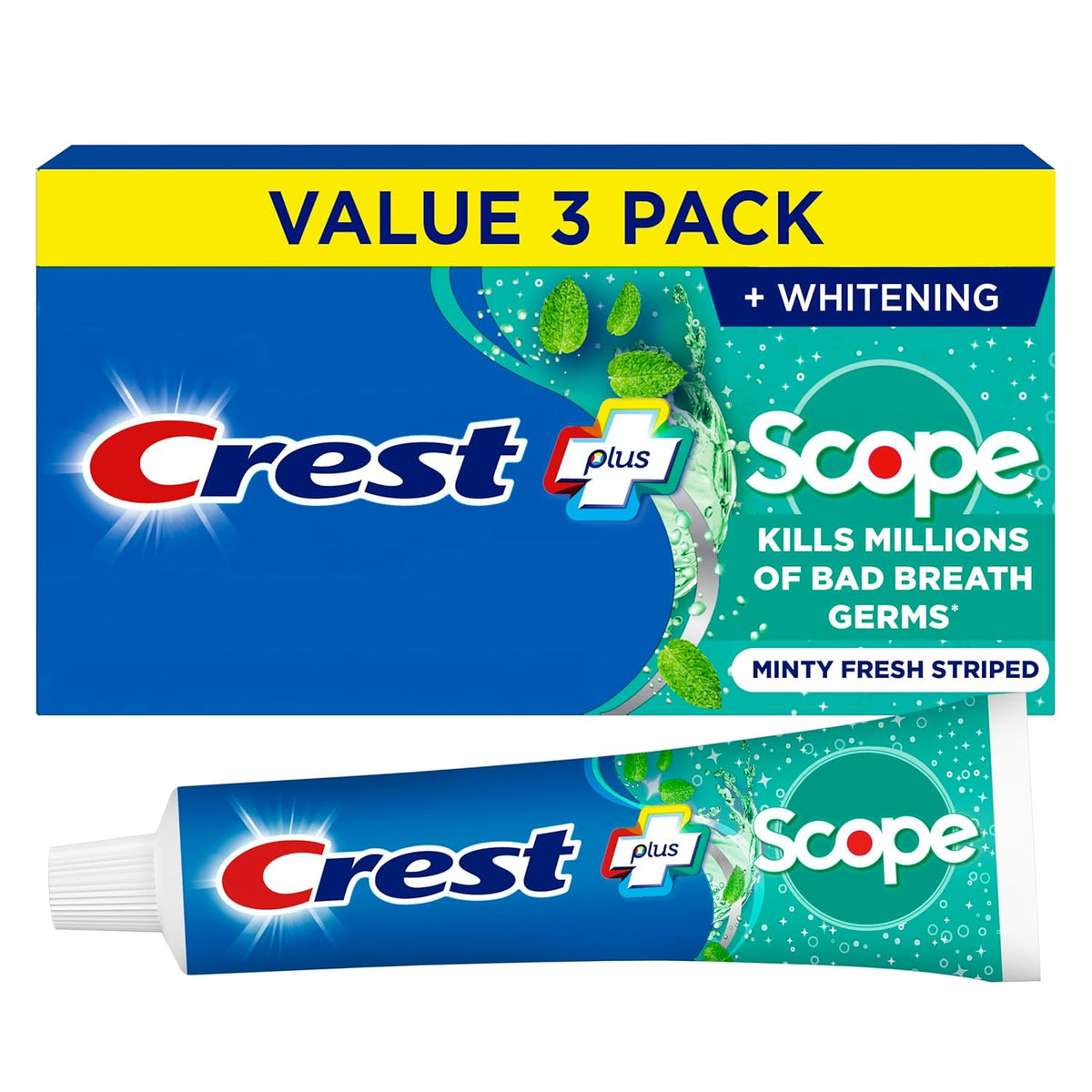 Crest + Scope Whitening Toothpaste - Pack of 3, 5.4 Oz Tubes
