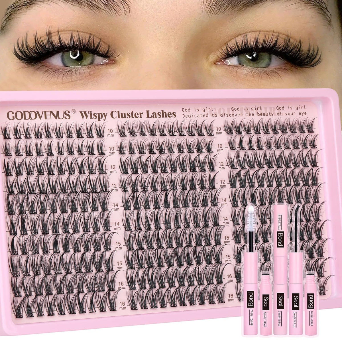 Lash Clusters Kit Wispy Eyelash Clusters Lashes Natural DIY Lash Extension Kit 10-16mm
